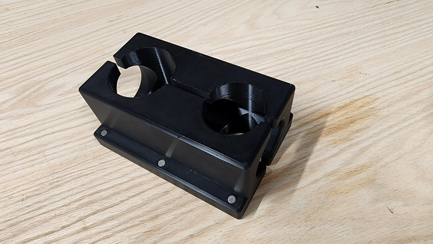 Motorcycle fork clamp upper and lower jaws side by side